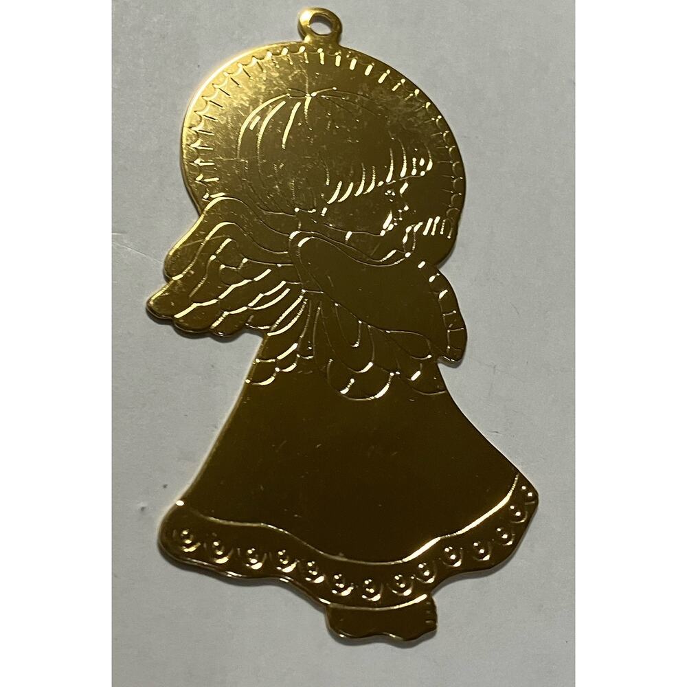 1989 Gloria Duchin Angel Ornament Brass Vintage Halo Praying Made in the USA